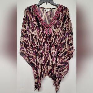 New Fashion Bug Sheer Kimomo Style Embellished Top L